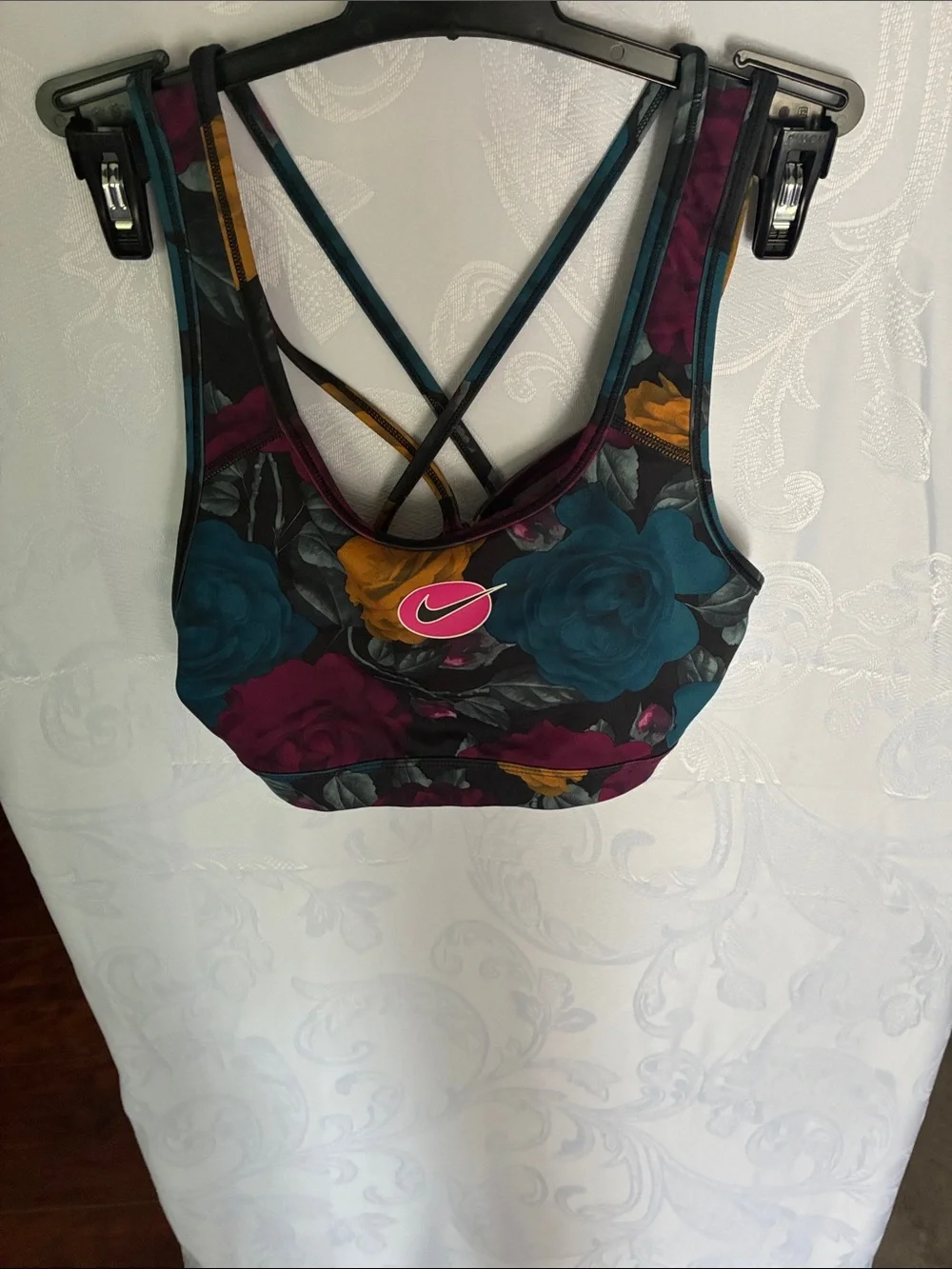 Nike Floral Crossback Sports Bra & Leggings - Teal, Mustard, Burgundy